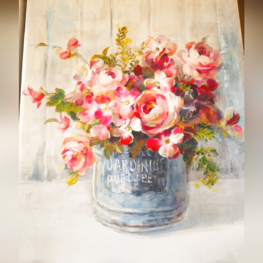 Maison Des Fleurs Cabin & Lodge Floral Wall Art Print on Wrapped Canvas  EUC - Picture 2 of 4